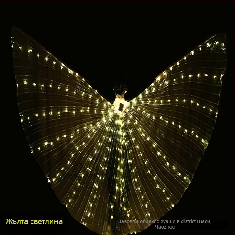 LED осветени криле за танц с корем за жени – материя: лайкра и полиестер, полиестер 100%, сценичен реквизит