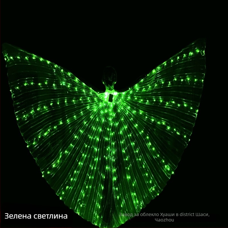 LED осветени криле за танц с корем за жени – материя: лайкра и полиестер, полиестер 100%, сценичен реквизит