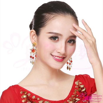 Овеци за Belly Dance с камъни, метална основа, Yan Zi Dance Rhyme, клипси и куки за уши, Spring 2023