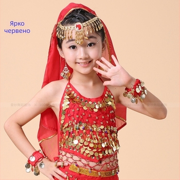 Метална украса за коса за Belly Dance с воал, електроплатирана повърхност, детски аксесоар, стил Национален