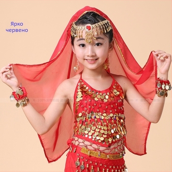 Метална украса за коса за Belly Dance с воал, електроплатирана повърхност, детски аксесоар, стил Национален