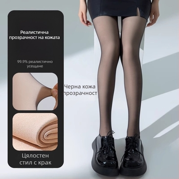 Цялостни чорапогащи-боди, стил гащеризон, дебели и топли, подплатени флис, полиестер-спандекс