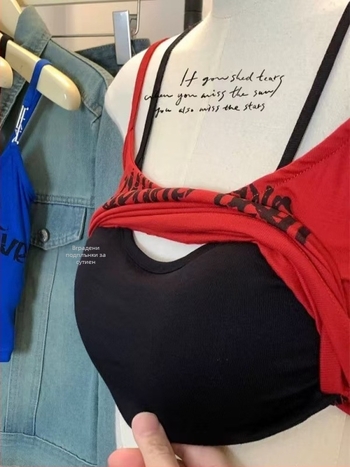 Дамски топ с презрамки – фалшиви две части за джаз танц, тясна кройка, вискоза 90–95%, едноцветен модел