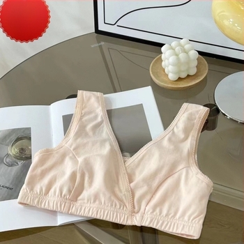 Памучен сутиен за кърмене, предно кръстосване, безжичен, предно отваряне, фиксирани двойни презрамки, подходящ за всички етапи на бременността и кърменето