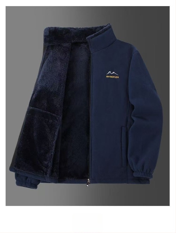 Мъжко поларено яке с дебела памучна подплата, стояща яка, цип, странични джобове