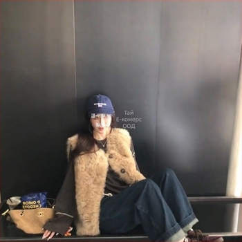 Женски Chenille жилет с пухкава яка, спандексова смес, пролет 2025, стил японско-кореански лаундж