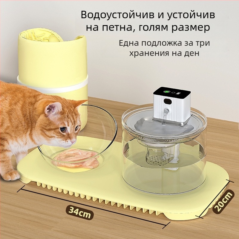 Котешки диспенсер за вода с термостатичен нагревател, силиконов под 30°C — интелигентно управление на температурата през зимата