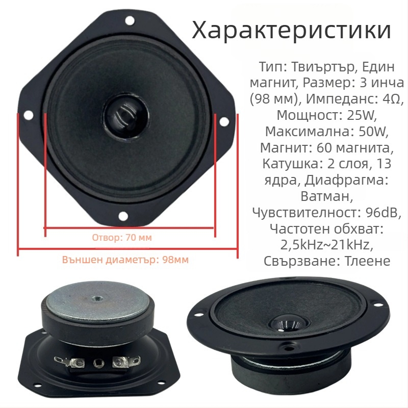 Karaoke говорител, квадратен корпус, двойно магнитен твитер, висока мощност, хартиена диафрагма, външен магнитен контур