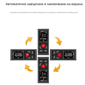 SNDWAY SW-DR60 Двупосочен лазерен измервател на разстояние, еднопосочен обхват 100 м, двупосочен 200 м, прецизност ±2 мм + d×10 000, за вътрешно измерване на дължина и височина.
