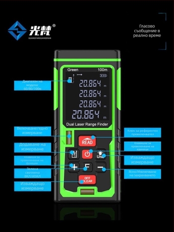 Лазерен измервател на разстояние за външна употреба, инфрачервена цифрова лента, висок прецизитет, модел Cjy