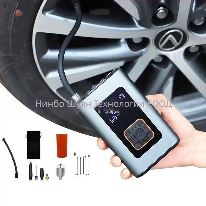 Презареждаща се 12V автомобилна помпа за въздух с цифров дисплей, безжично преносимо устройство, 30 л/мин, манометър за налягането в гумите