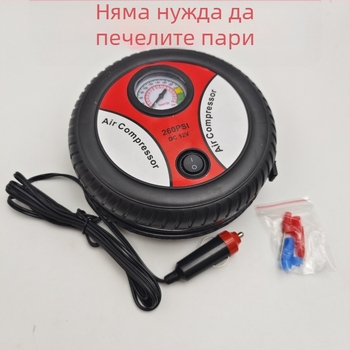 Преносима електрическа помпа за гуми на автомобил – 12V, 120W, 70 L/min, еднокамерен цилиндър, с манометър