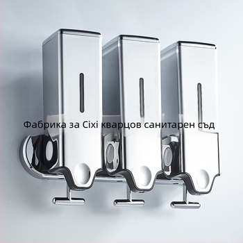 Дозатор за сапун с три бутилки за сапун, шампоан и балсам — ABS, електроплакиране, модерен стил, издърпваща пръчка