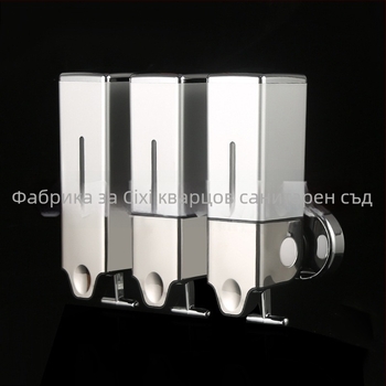 Дозатор за сапун с три бутилки за сапун, шампоан и балсам — ABS, електроплакиране, модерен стил, издърпваща пръчка