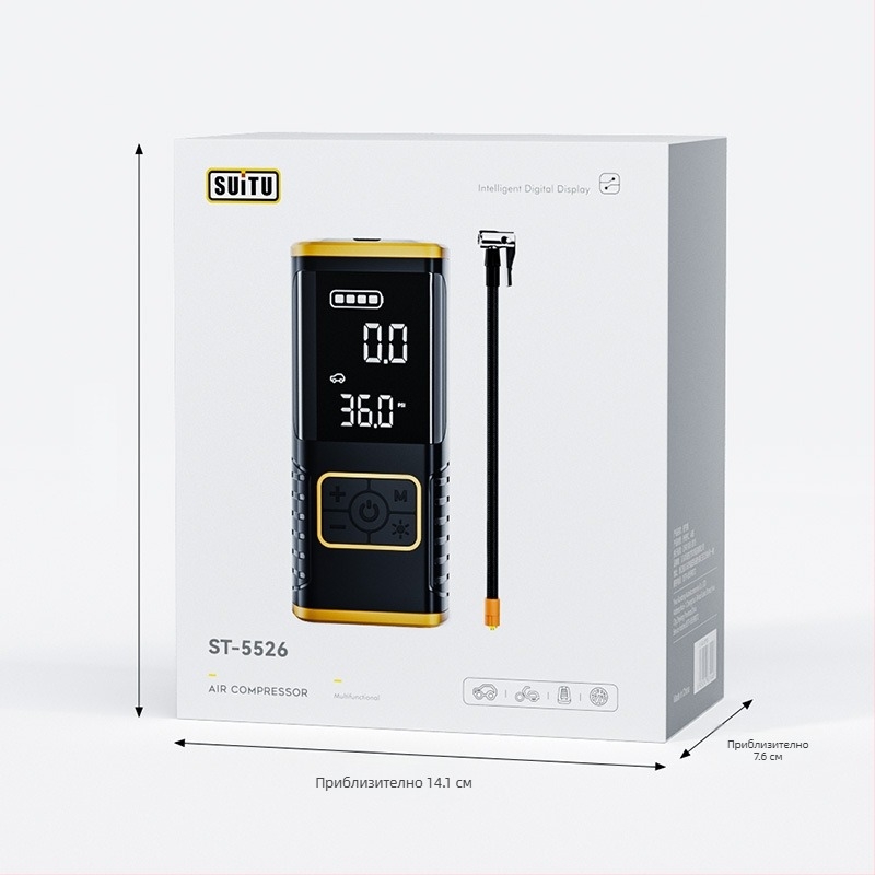 Безжична помпа за гуми за автомобил с цифров дисплей, висока мощност, едноцилиндров двигател, 11.1V, 35 л/мин