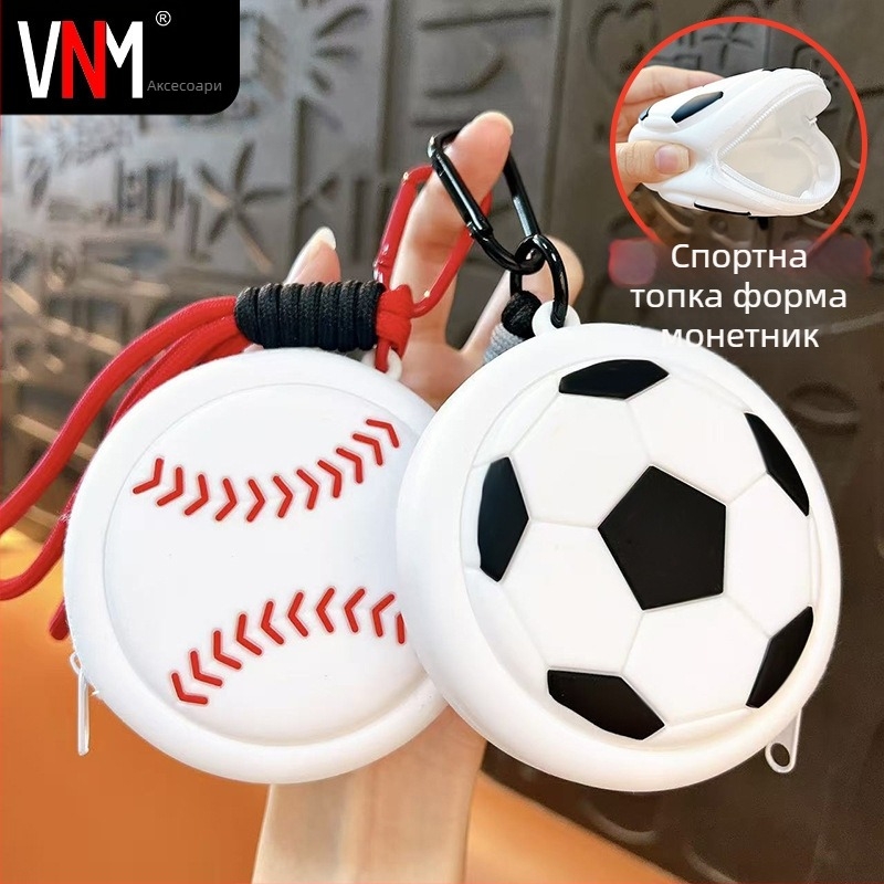 VNM PVC монетник-ключодържател, сладък спортен стил, PVC материал, с отделение за слушалки