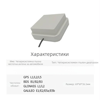 RTK GPS антена за външно монтиране в автомобил GNSS навигация, висока точност, дясно-обърната поляризация, SWR до 2.0