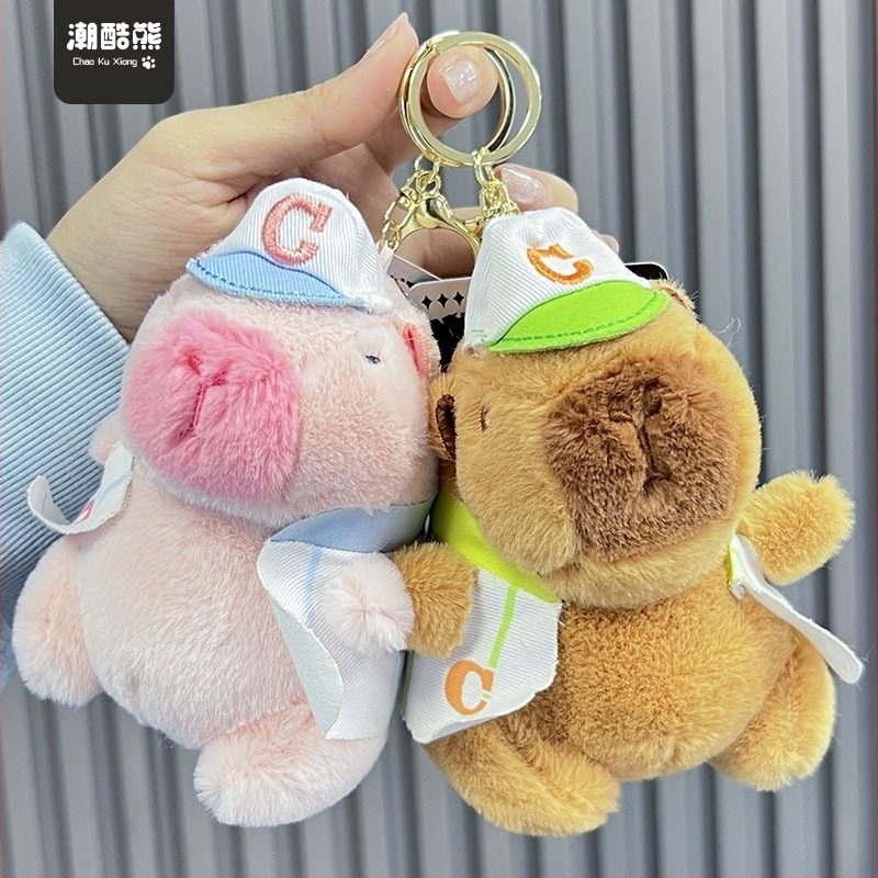Плюшена капибара – подвеска за чанта и ключодържател, карикатурен стил, плюшена играчка, подходящ подарък
