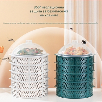 Дишащо кухненско многослойно шкафче за остатъци и съдове; държач за чинии и кутия за съхранение; ново