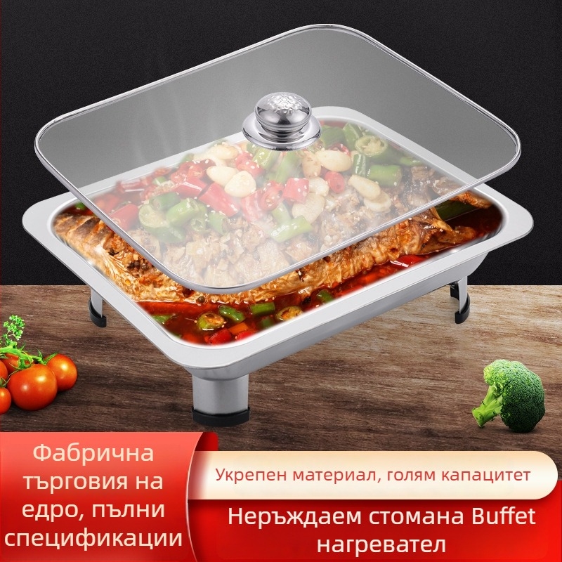 Буфетна печка от неръждаема стомана, квадратна с четири крака, марка Pynos; персонализирана обработка и печат на лого