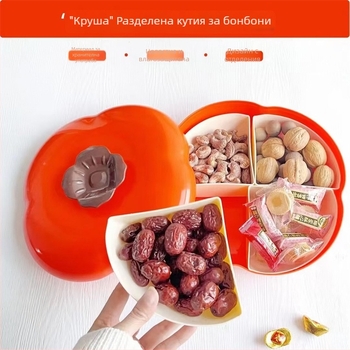 Northwest пластмасова плодова чиния с разделители, стил хурма, нов китайски стил