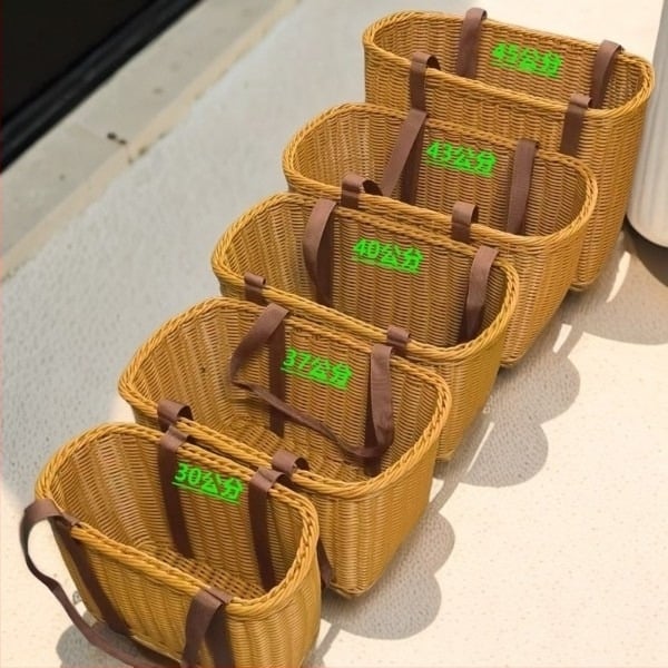 Ръчно преплетена имитационна ратанова кошница за дома — PP материал, модерен минималистичен стил, модел 009, кошница за плодове и зеленчуци