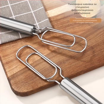 430 неръждаема стомана ръчно въртящ се разбърквач за тесто за домашно печене и ферментация