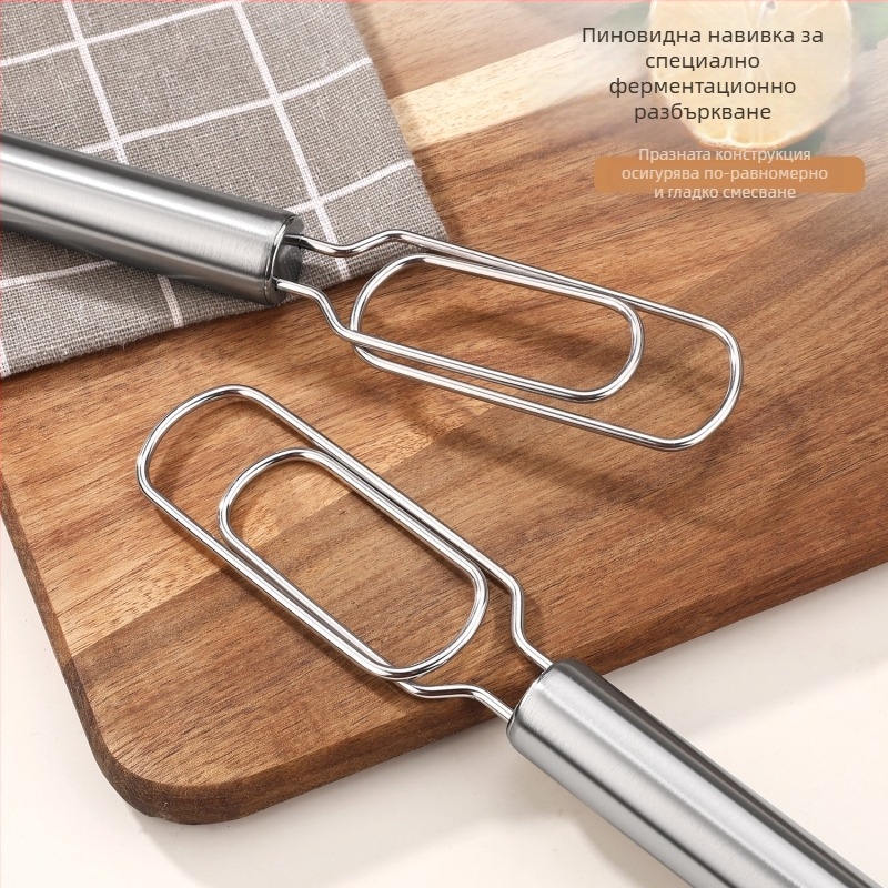 430 неръждаема стомана ръчно въртящ се разбърквач за тесто за домашно печене и ферментация