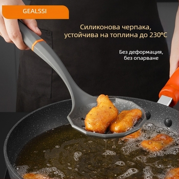 Силиконов комплект шпатула и лъжица за готвене с незалепващо покритие, термоустойчив, седемчастов комплект