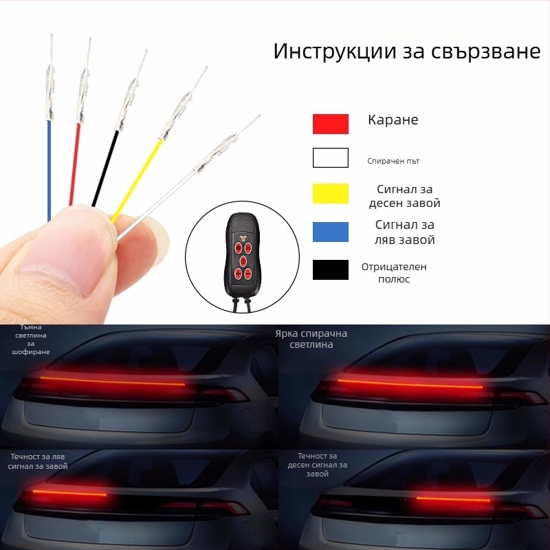 LED задна светлина за автомобил, 14W, 12V, 1400 lm, живот 50 000 ч, PVC корпус, универсална съвместимост