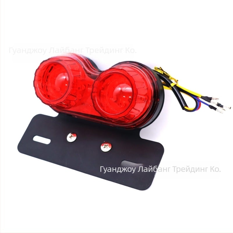 Мотоциклетно задно светло, LED спирачни и сигнални функции, 12V, пет-жично, модел RAYBAN-011, ABS метал