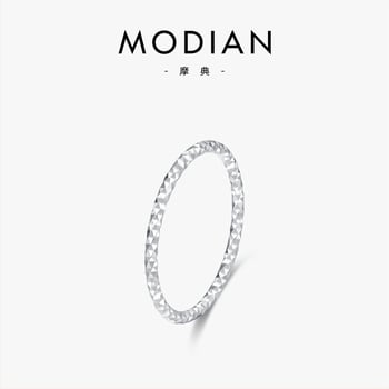 Modian 925 стерлингово сребро, дамски тънък пръстен със сияещи звезди, минималистичен дизайн