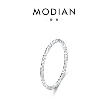 Modian 925 стерлингово сребро, дамски тънък пръстен със сияещи звезди, минималистичен дизайн
