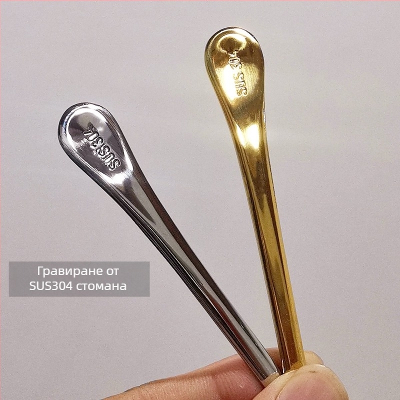 Лъжичка за готвене с дълга дръжка, 304 неръждаема стомана, огледално полирана повърхност, креативен тренд стил, за търговска употреба