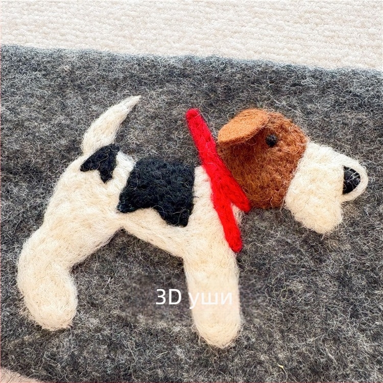 Монетник от вълнен филц с триизмерни uши бигъл, аниме дизайн, унисекс, за ежедневна употреба