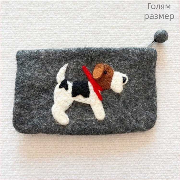 Монетник от вълнен филц с триизмерни uши бигъл, аниме дизайн, унисекс, за ежедневна употреба