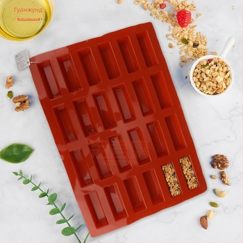 Силиконова форма за шоколадови пръчки; лентовидна форма, незалепваща и лесно освобождаваща; силиконов материал; Guan De