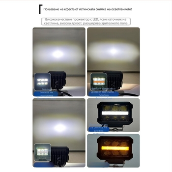 Nanteng LED прожектор за офроуд автомобили, правоъгълен алуминиев корпус/PC капак, 21W, DC12-60V, 30 000 ч, 6000-6500K, модел 526F60W