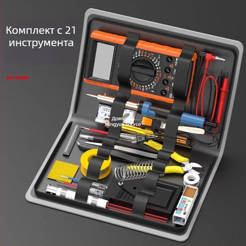 Поялник и мултиметър – комплект инструменти за електронен ремонт за дома и за ученици, кутия за PCB