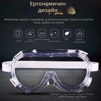 Защитни очила за заваряване, еластична лента, PVC+PC материал, HD прозрачност, прахо- и удароустойчиви (Четиризъбен модел; PVC+PC; Еластична рамка; HD прозрачност; Прахо- и удароустойчиви)