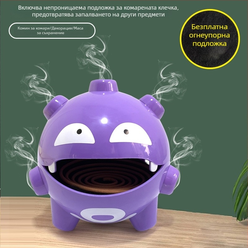 Държач за москитна спирала с ветроустойчив дизайн, многоразов, декоративна фигурка и кутия за съхранение