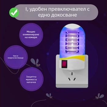 Електрическа лампа за убиване на комари със синя светлина, уловител за ресторант, спалня и дневна