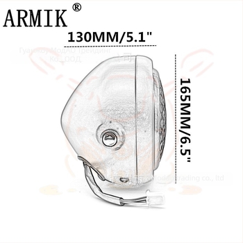 ARMIK MD-FGDD-015 Мотоциклетен фар — 12V, 35W халоген, метално-стъклена конструкция, решетка