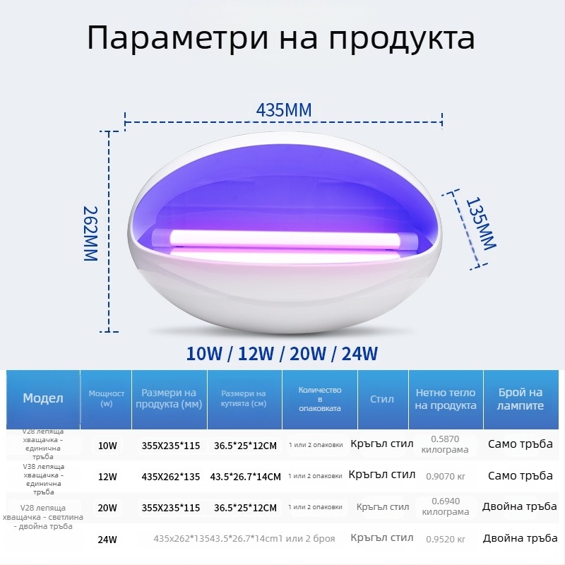 Лампа за убийство на комари Suiyi – улов чрез светлинна вълна и електрически удар, ABS корпус, светлинна тръба, обхват 61㎡+, неподвижна, без вградена батерия, 2-годишна гаранция