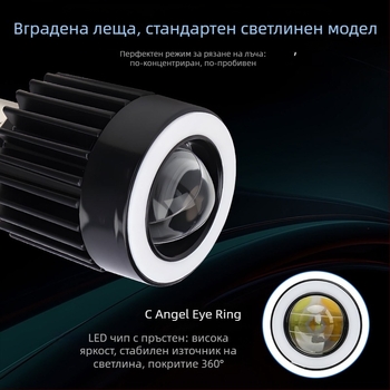 Прожектор за мотоциклет с LED леща, алуминиево тяло, 12V, IP67, модел Motor308