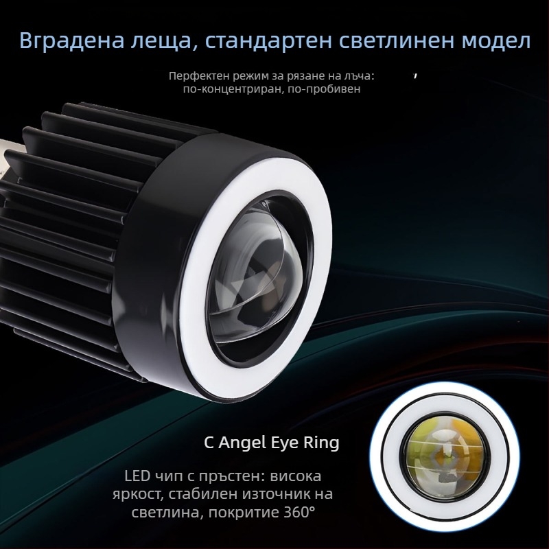 Прожектор за мотоциклет с LED леща, алуминиево тяло, 12V, IP67, модел Motor308