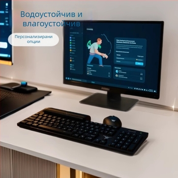 Безжичен комплект клавиатура и мишка, 2.4G безжична връзка, 104 клавиши, 1600 DPI, Plug and Play