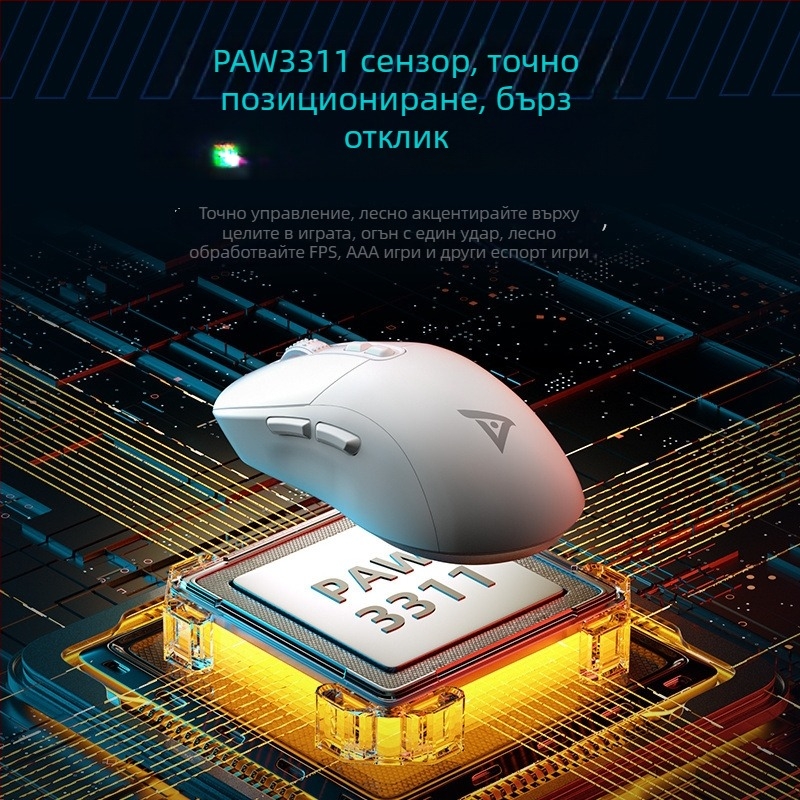 Titanium TSG809 Безжична гейминг мишка с Bluetooth двойен режим (2.4G + Bluetooth), вградена презареждаща се батерия, DPI 10000, 7 бутона, USB интерфейс