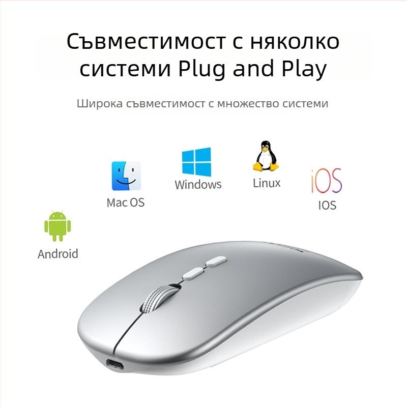 Yesido безжична мишка KB15, 5 бутона, фотоелектричен сензор, тиха работа, Plug-and-Play
