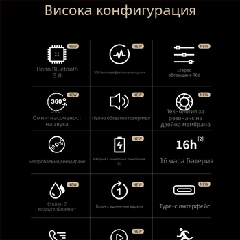 Mifa безжичен Bluetooth говорител, преносим, с слот за microSD, водоустойчив IPX7, вградена батерия 1200–2000 mAh, честотен диапазон 100 Hz–20 kHz, SNR ≥70 dB